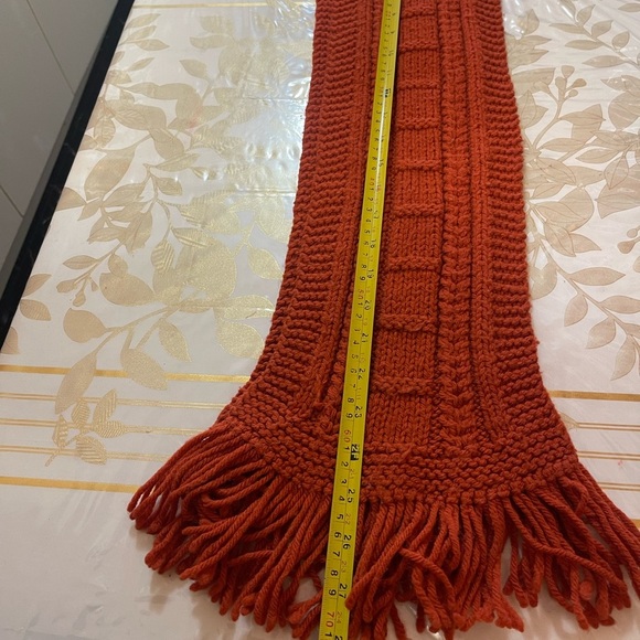 Mens/womens Wool Blend Cable Knit Scarf Terracotta Sz 7x55” - Picture 3 of 3